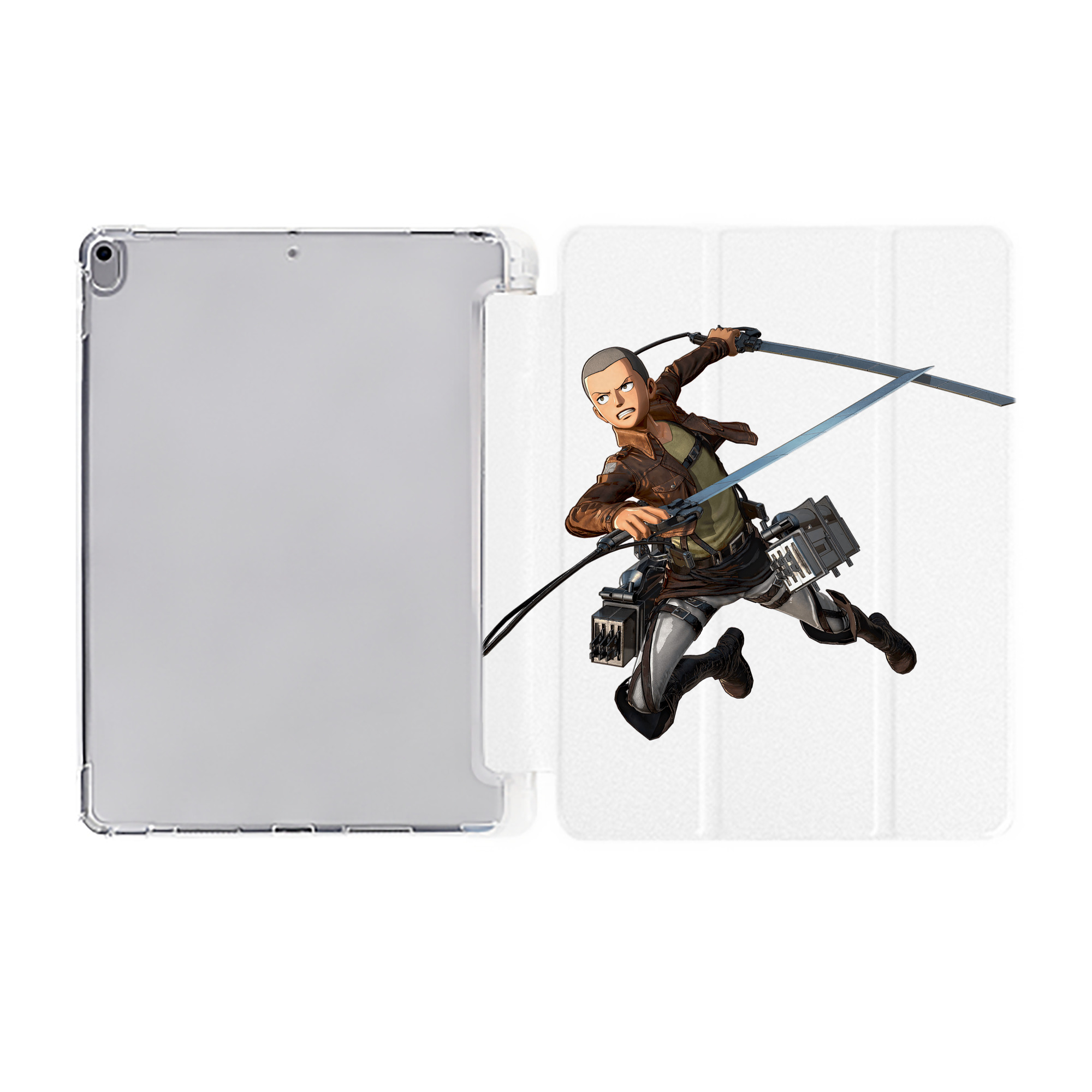 （画像用） 進撃の巨人 コニー·スプリンガー Attack on Titan Connie Springer IPad ケース ペン収納付き 三つ折りスタンド PUレザー×シリコン 対応機種9.5/10.5/10.9インチ